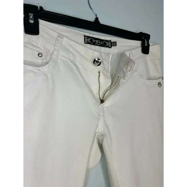 D*Klic White Jeans Size 34 inches Tall Denim Bedazzled Pockets NWT UK - Image 8