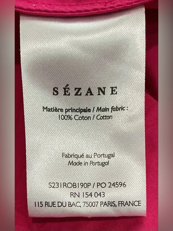 Sezane Maxine Shirt Dress Mini Grenadine Pink Cotton Oversized Button Down S - Image 6