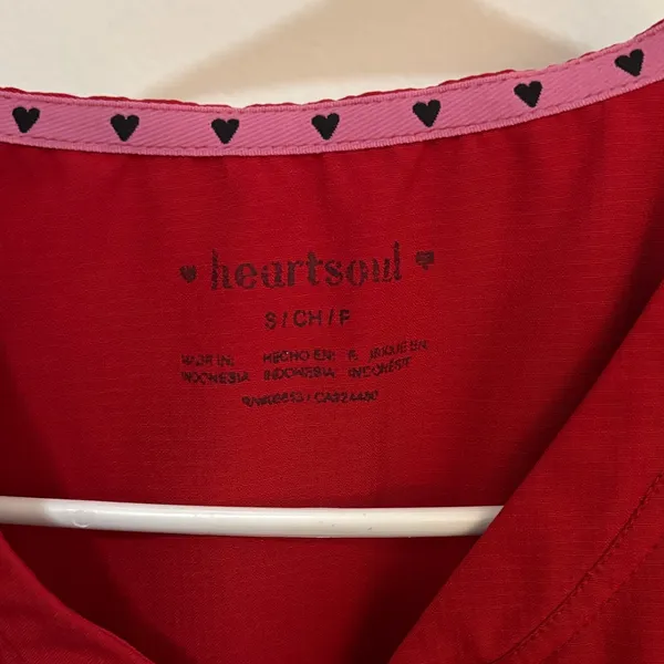HeartSoul Red Scrub Top and bottoms - Image 2
