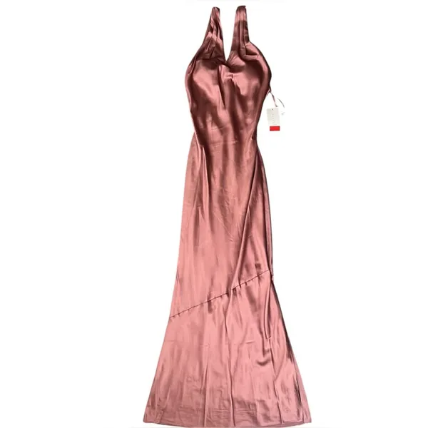 Revelry Women’s Cowl Back V Neck Sleeveless Pink Satin Maxi Formal Dress Size 4 - Image 12