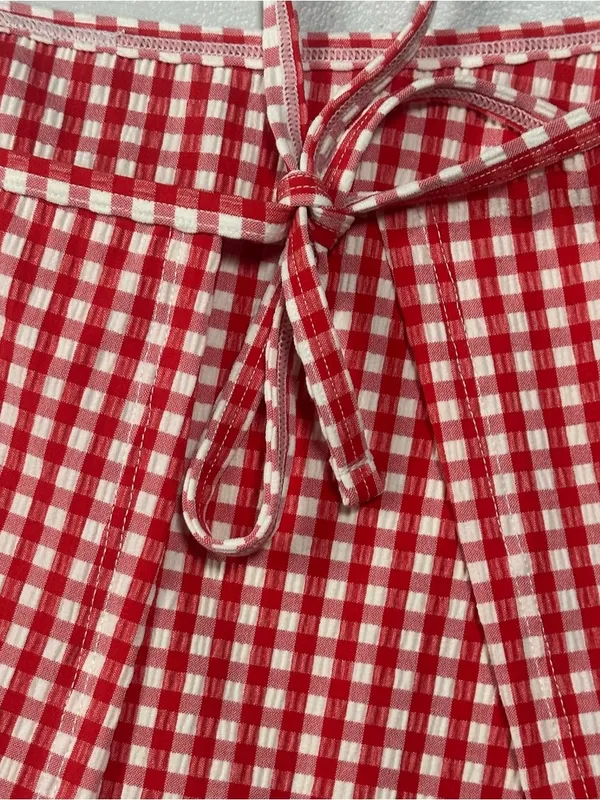 Shade & Shore Red Gingham Tie-Waist Swim Cover-Up Skirt XL 16 NWT - Image 4