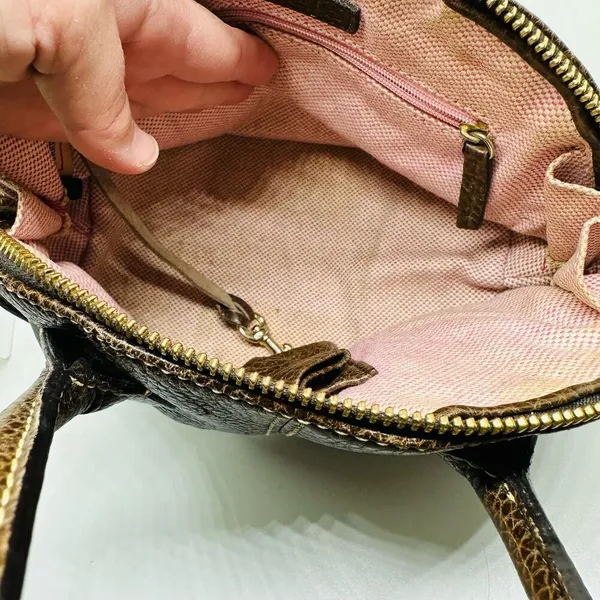 Vintage Dooney & Bourke Chocolate Brown Dome Zipper Closure Satchel Size Small - Image 12