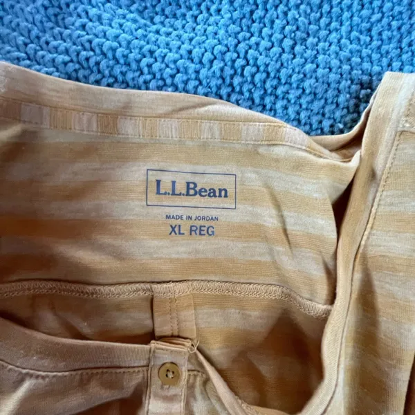 L.L. Bean Blouse Yellow Striped Long Sleeve XL 1/4 Button Soft Stretchy EUC - Image 5