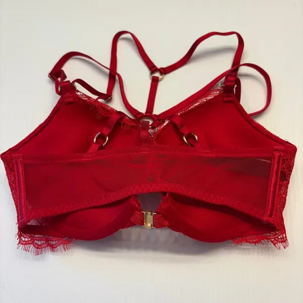 Victoria's Secret Bombshell Bra Womens‎ 32C Red Lace Strappy Front Close LNEW - Image 6