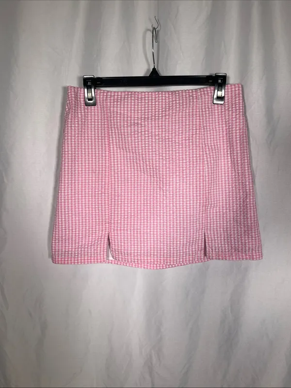 No Boundaries Womens Pink Gingham Mini Skirt Small 4-6 - Image 2