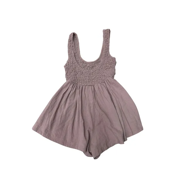 Free People Smocked Popcorn Textured Romper Mauve Brown XS Sleeveless Boho - Image 2