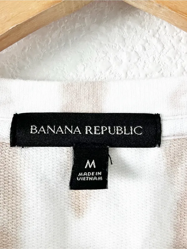 Banana Republic Tie Dye Tan Cream Boxy Fit Puff Sleeve Sweatshirt - Image 3