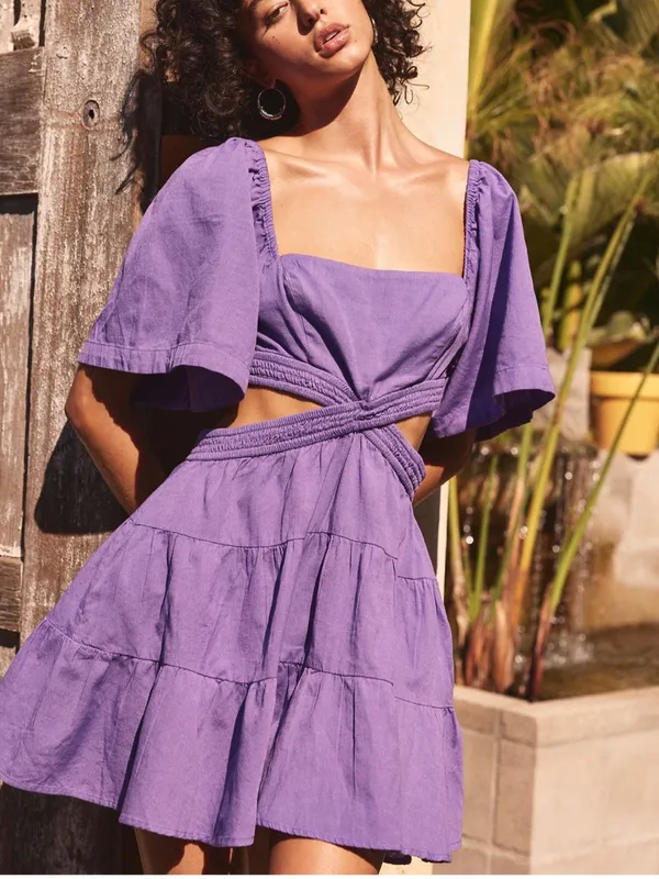 FREE PEOPLE Cross Of Sunlight Mini Dress in Grapeful - Image 2