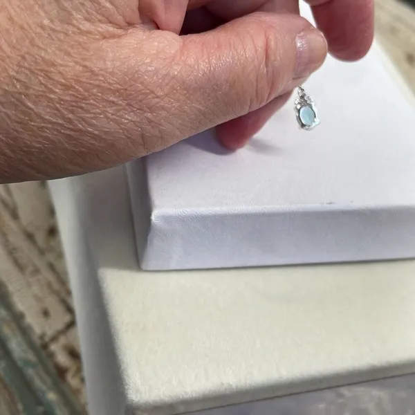 Boutique Sterling silver with light blue quartz. Sterling silver setting and chain. - Image 4