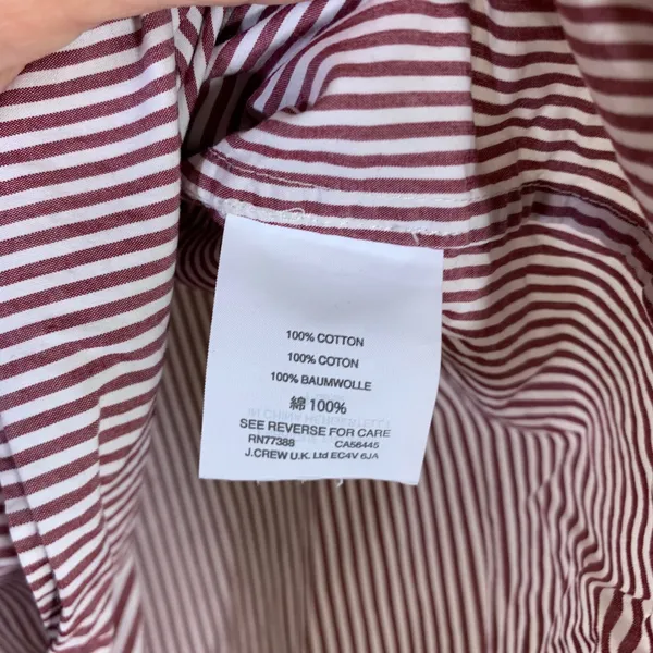 J.Crew Womens Burgundy White Striped Ruffle Sleeveless Cotton Blouse Top Size 2 - Image 3