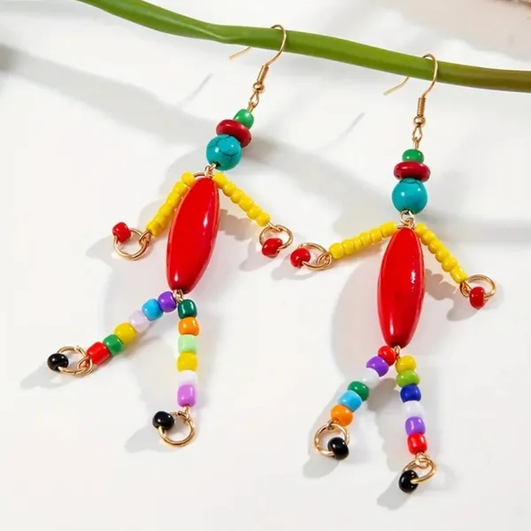 Resin Beaded Dangle Earrings Ethnic Bohemian‎ Style Perfect for Parties & Casual - Image 10