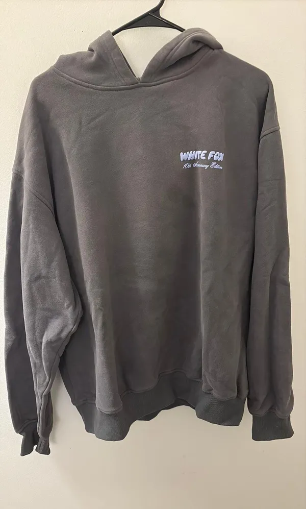 White Fox Boutique Hoodie Grey Oversized - Image 2