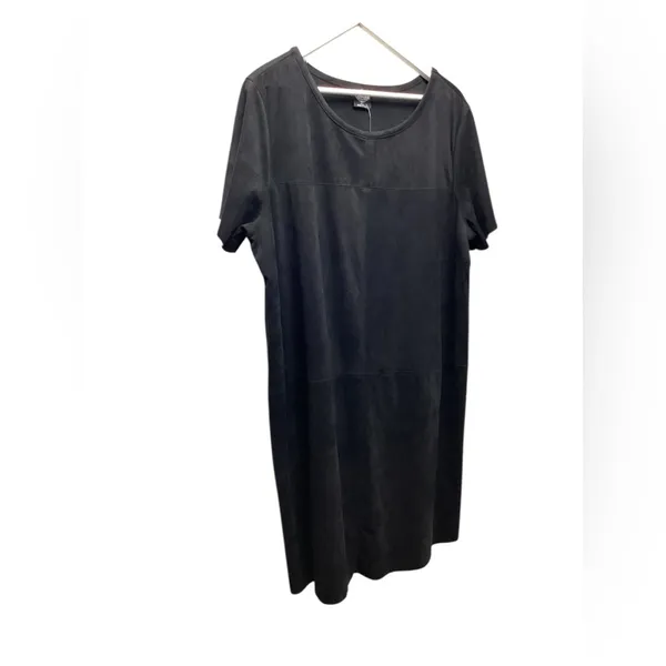 Calstyle Black Faux Suede short sleeve shift dress Size XL - Image 3