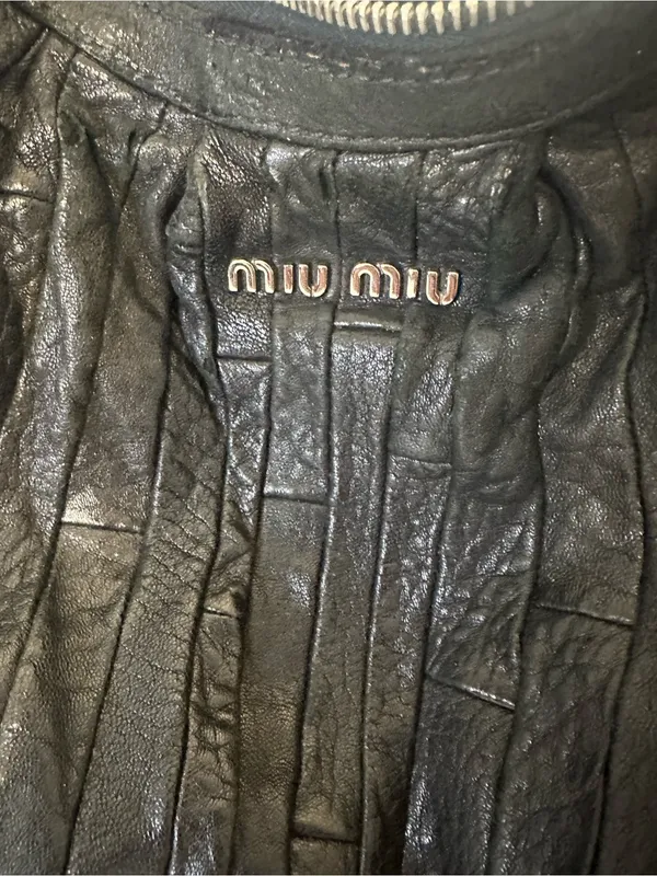 Miu Miu Black Leather Slouchy Shoulder Bag - Image 2