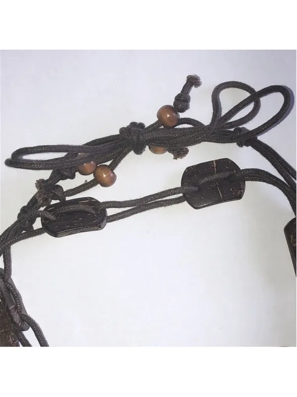 Vintage Brown Wood Beaded Boho Belt or Necklace - Image 2