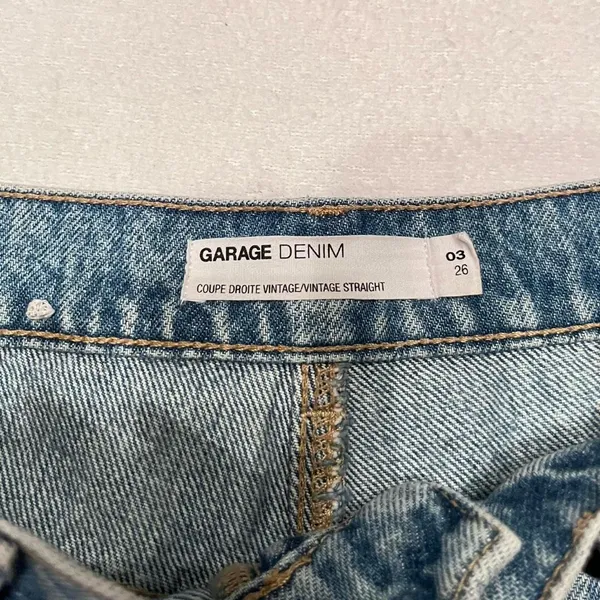 garage denim vintage wash straight leg distressed jeans - Image 5