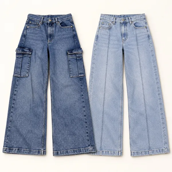 2 Gap High Rise Stride Wide-Leg Jeans 29/8P Cargo & Light Wash Petite - Image 2