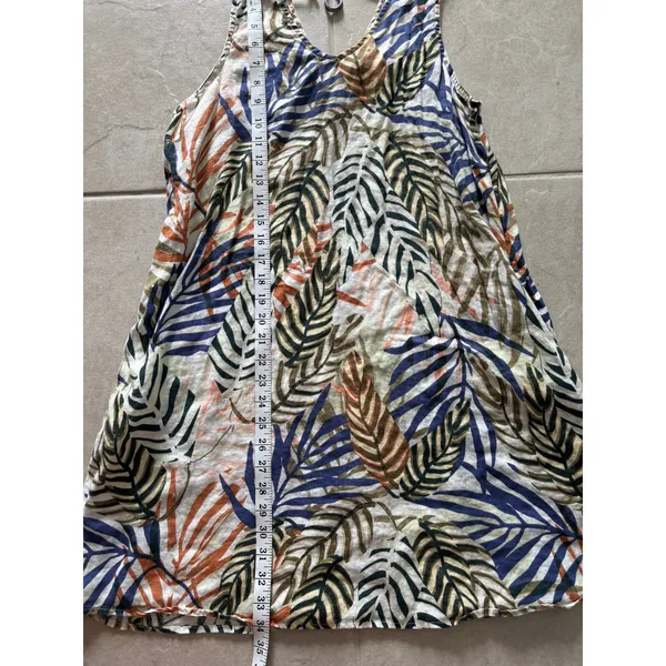 Tahari Dress Womens Medium Cream Palm‎ Linen Tropical Vacation Coastal Beachy - Image 7