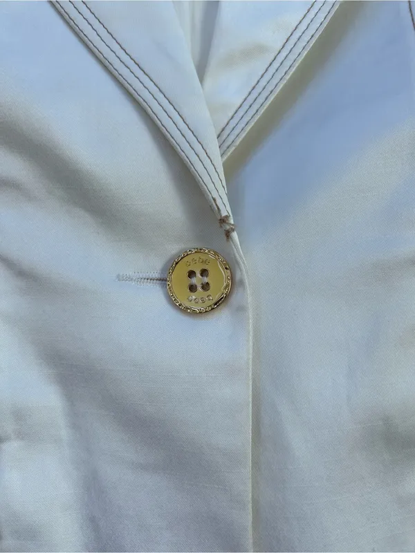 Bebe Collection Y2K Skirt Suit Set White Satin Blazer 8 Pencil Skirt 4 Italy - Image 9
