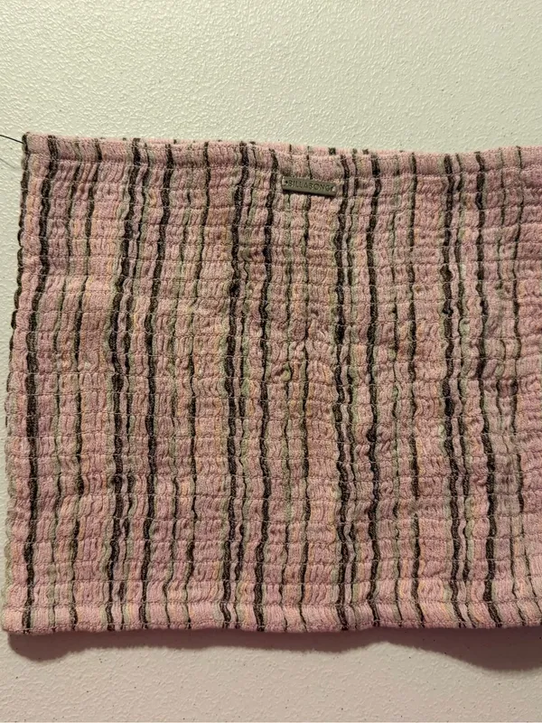 NEW Billabong Pink Striped Smocked Tube Top Bandeau Stretchy XS Festival - Image 5