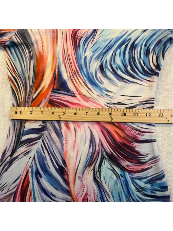 Women’s M Abstract Swirl Print Mock Neck Long Sleeve Mini Dress - Image 3