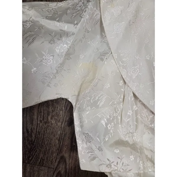 Vintage 1950s Brocade Antique Wedding Bride Dress with Jacket Small Cream Ivory - Image 2