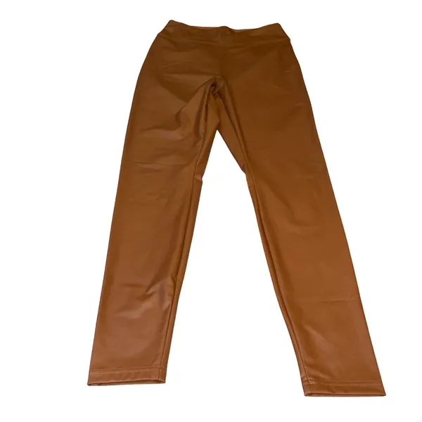 Y2K Chic Boho Western Faux Leather Pants Faux Leather Leggings Cognac LargeBrown - Image 2