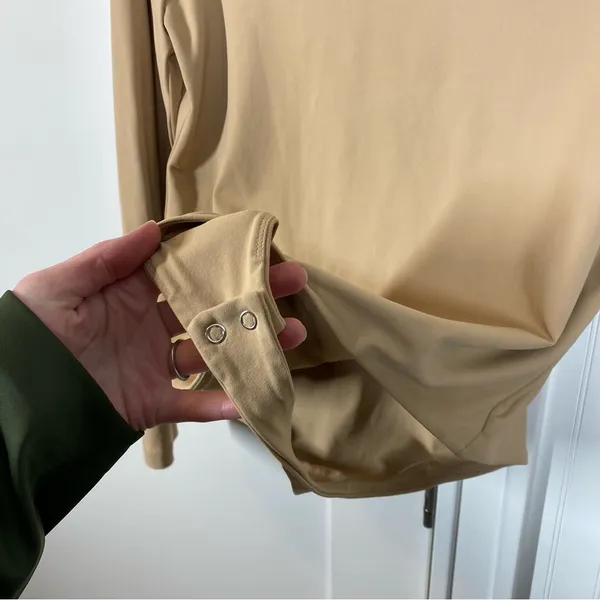 Nuuds Long‎ Sleeve Scoop Neck Bodysuit beige tan size Large basics neutral - Image 5