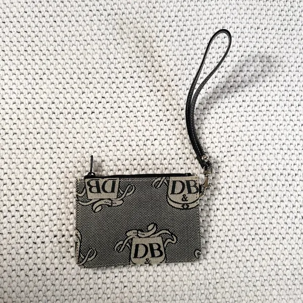 Dooney & Bourke Vtg Black Signature DB Crest Wristlet Coin Purse Wallet Keychain - Image 3