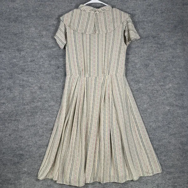 Brooks Brothers Size-6 Womens Midi Shirt Dress Silk Floral Ruffle Cream - Image 3