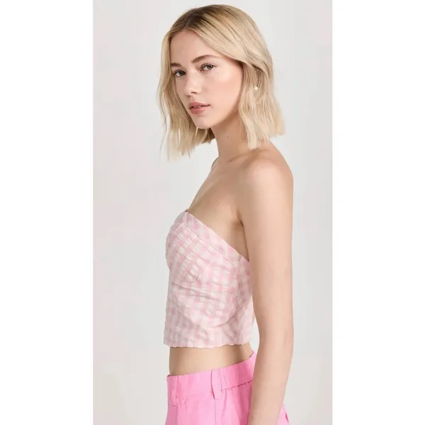 Free People Leilani Gingham‎ strapless Top Size L - Image 4