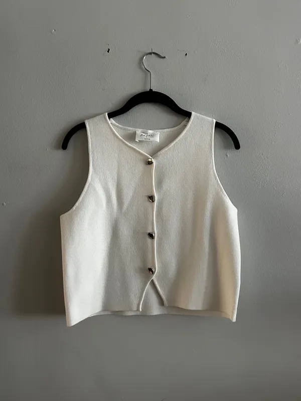 The native one white vest top silver organic buttons - Image 4