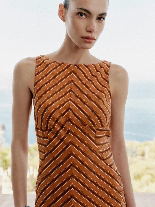 ZARA Sleeveless Striped Midi Dress - Image 4