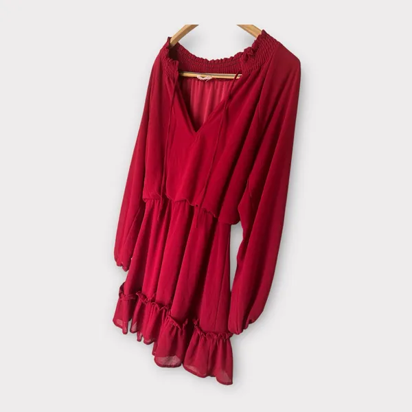 Dee Elly Women's Long‎ Sleeve Ruffle Blouson Dress Size S - Image 2
