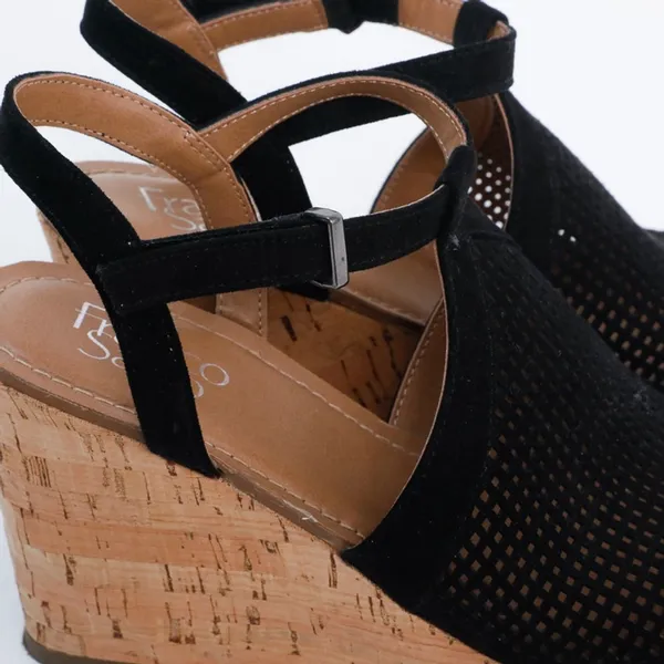 Franco Sarto Black Mesh Wedge Sandals Size 7.5 - Image 9