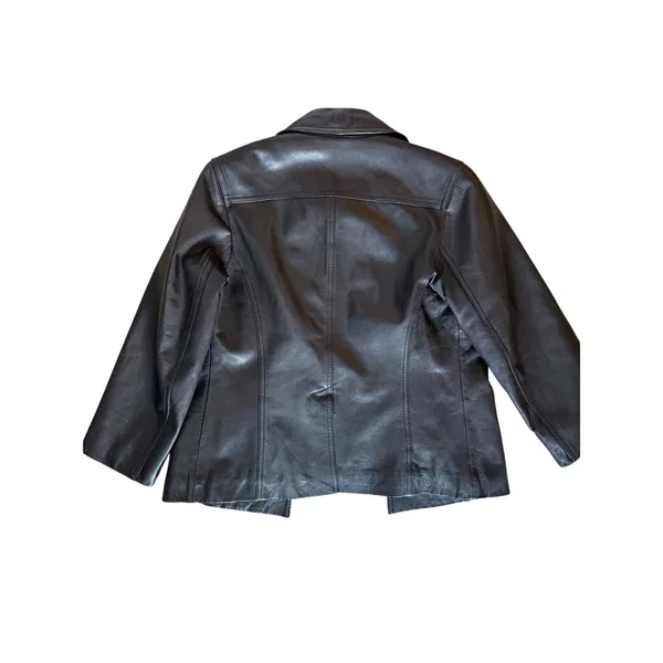 Banana Republic Vintage 1990s Black Leather Jacket Women's Small - Image 10