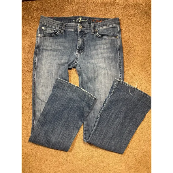 7 For All Mankind A Pocket Jeans Bootcut Flare Low Rise Y2K Denim Size 27 - Image 7