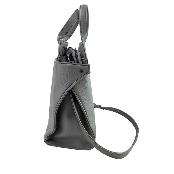 Matt & Nat Gray Pebbled Laptop Zip Crossbody Tote Shopper Messenger Handbag OS - Image 2