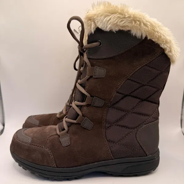Columbia Omni-Heat 200g Brown Suede Faux Fur Winter Snow Boots Womens Size 9 - Image 2