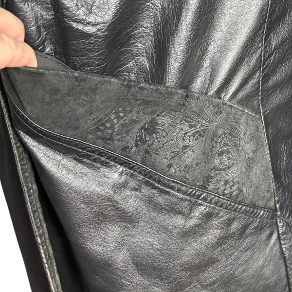 Vintage Wilsons Leather Black Trench Coat Thinsulate‎ Insulated Medium Longline - Image 8
