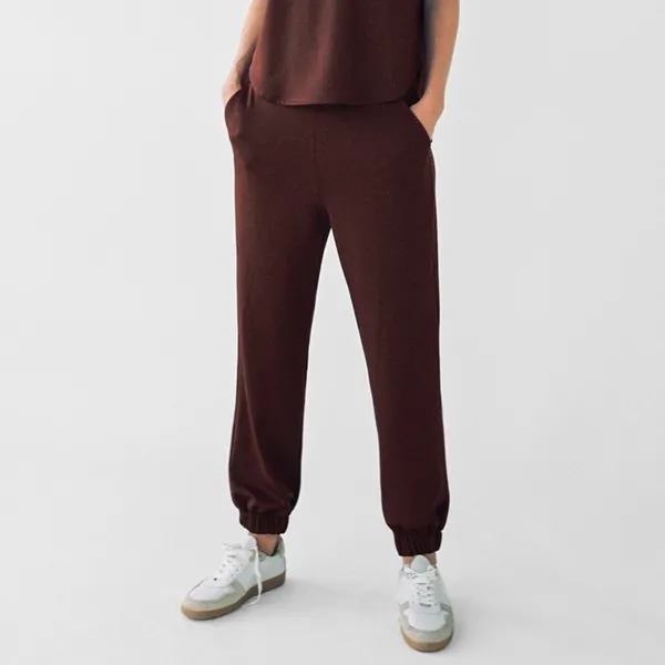 NWT Zara Serged Jogging Pants‎ In Brown Size Small - Image 8