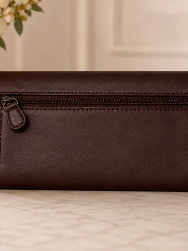 Liz Claiborne Brown Wallet Clutch Organizer Snap Closure - Image 3