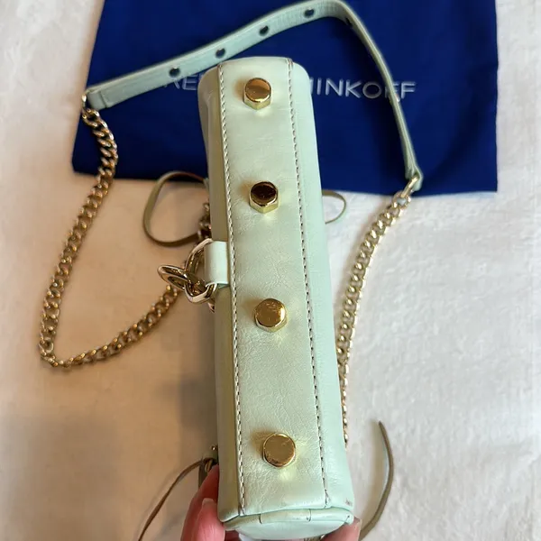 Rebecca MINKOFF Sherbet Green Leather Crossbody Purse Handbag with gold chain - Image 5