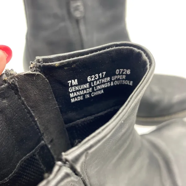 Timberland Alyse Black Leather Block Heel Ankle Boots Moto Y2K Women's size 7 - Image 11