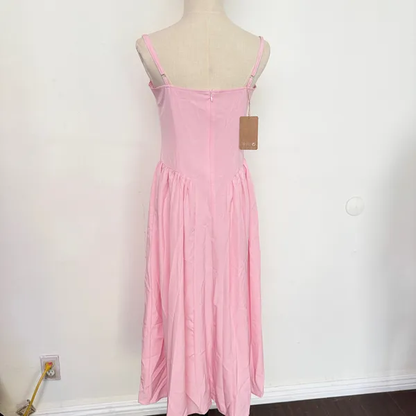 Rihoas pink corset style midi dress - Image 4