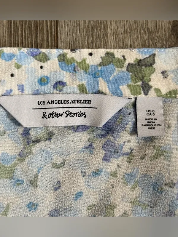 & Other Stories Light Blue Floral Midi Skirt Size 0 Cottage Coquette Flowers - Image 7