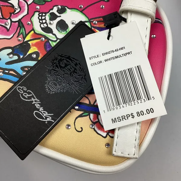 Ed Hardy Satchel Bag Butterfly & Skull White Backround NEW! Retail $80 - Image 5