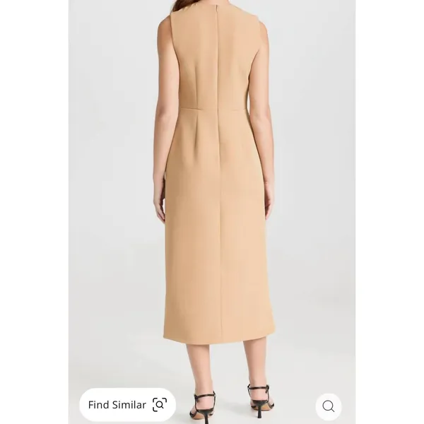 ALEXIS Lena Camel Midi Dress Women’s Large Retro Classic Neutral Chic - Image 3