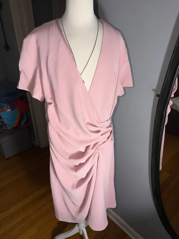 NWT Ruched Wrap Midi Dress in Blush Pink - Image 3