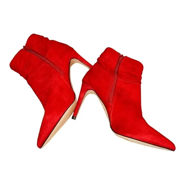 XOXO Taniah Ankle Boots Womens 7.5 Red Slouchy Stiletto Pointed‎ Toe Booties - Image 11